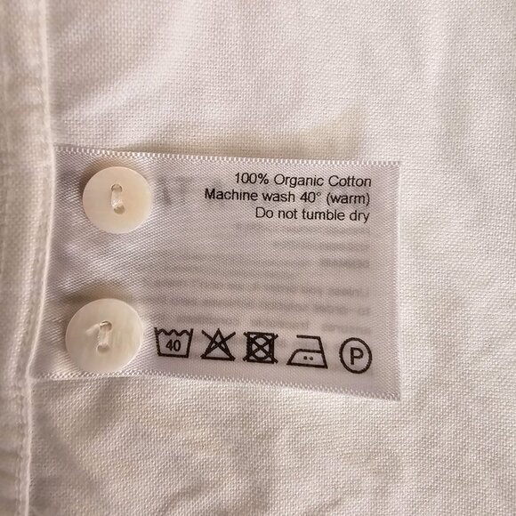 Son of a Tailor 100% Organic Cotton Long Sleeve Button Up, L, White - Picture 8 of 9